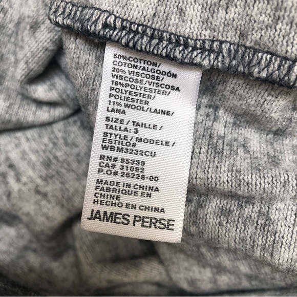 JAMES PERSE Heathered Black Cotton Wool Blend Sweatshirt - Picture 7 of 8
